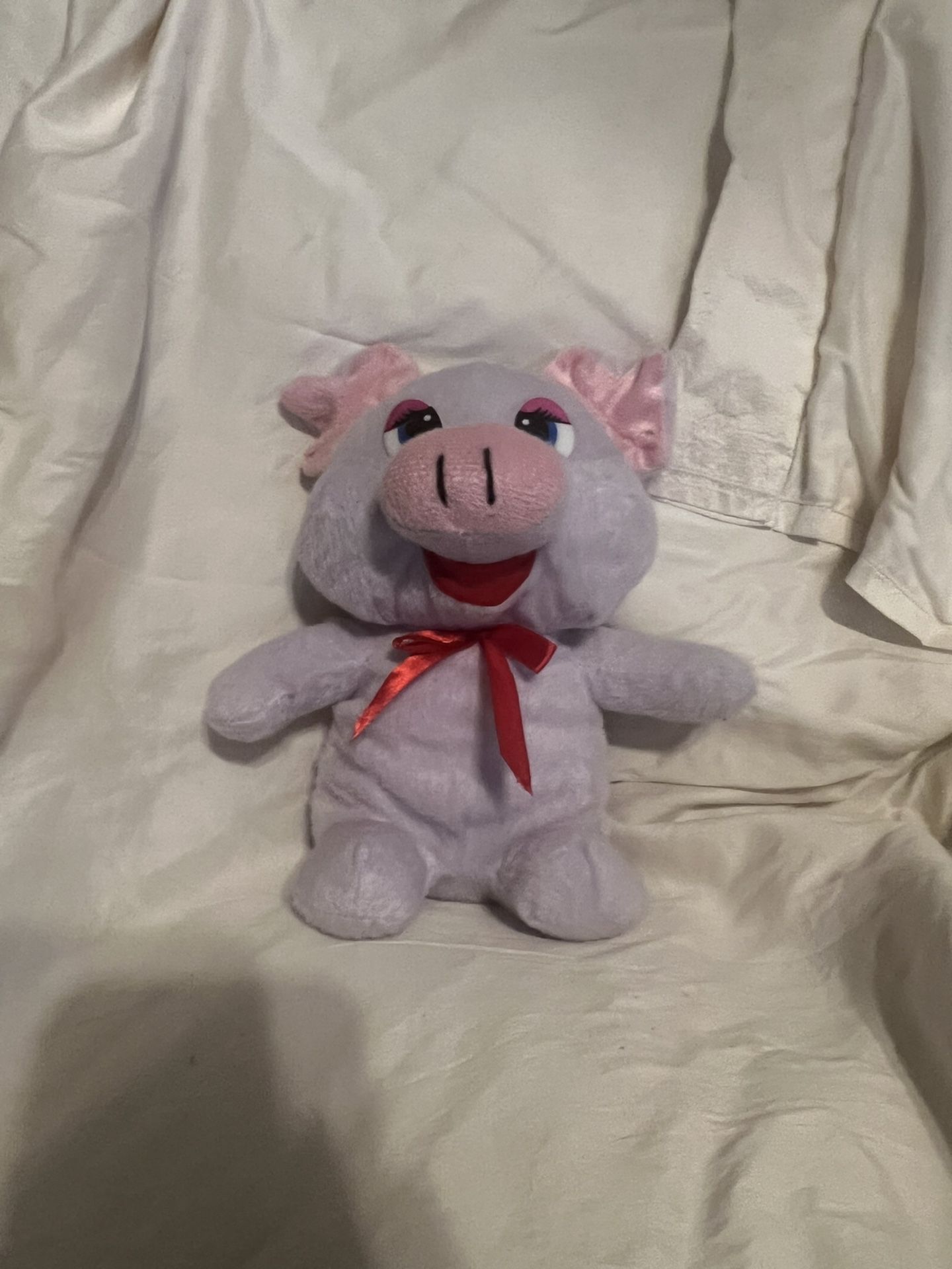 PIG PLUSHY 9” Pink With Red Bow