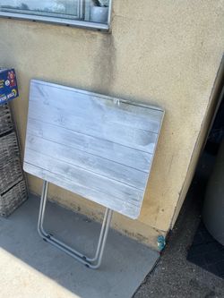 Folding Table with Wood-Look Top