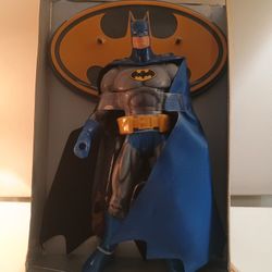 DC 12" Black and Blue Batman Collectible Action Figure w Bat Logo Base