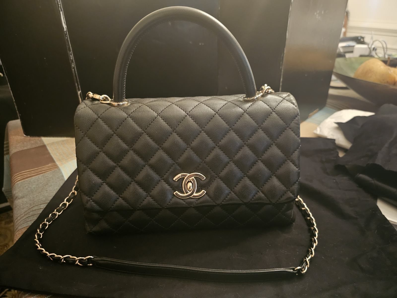 Chanel Medium Black Caviar Quilted Leather Shoulder Bag 