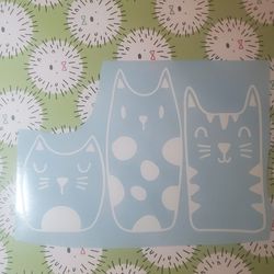 White Vinyl Sticker Features 3 Cats 
