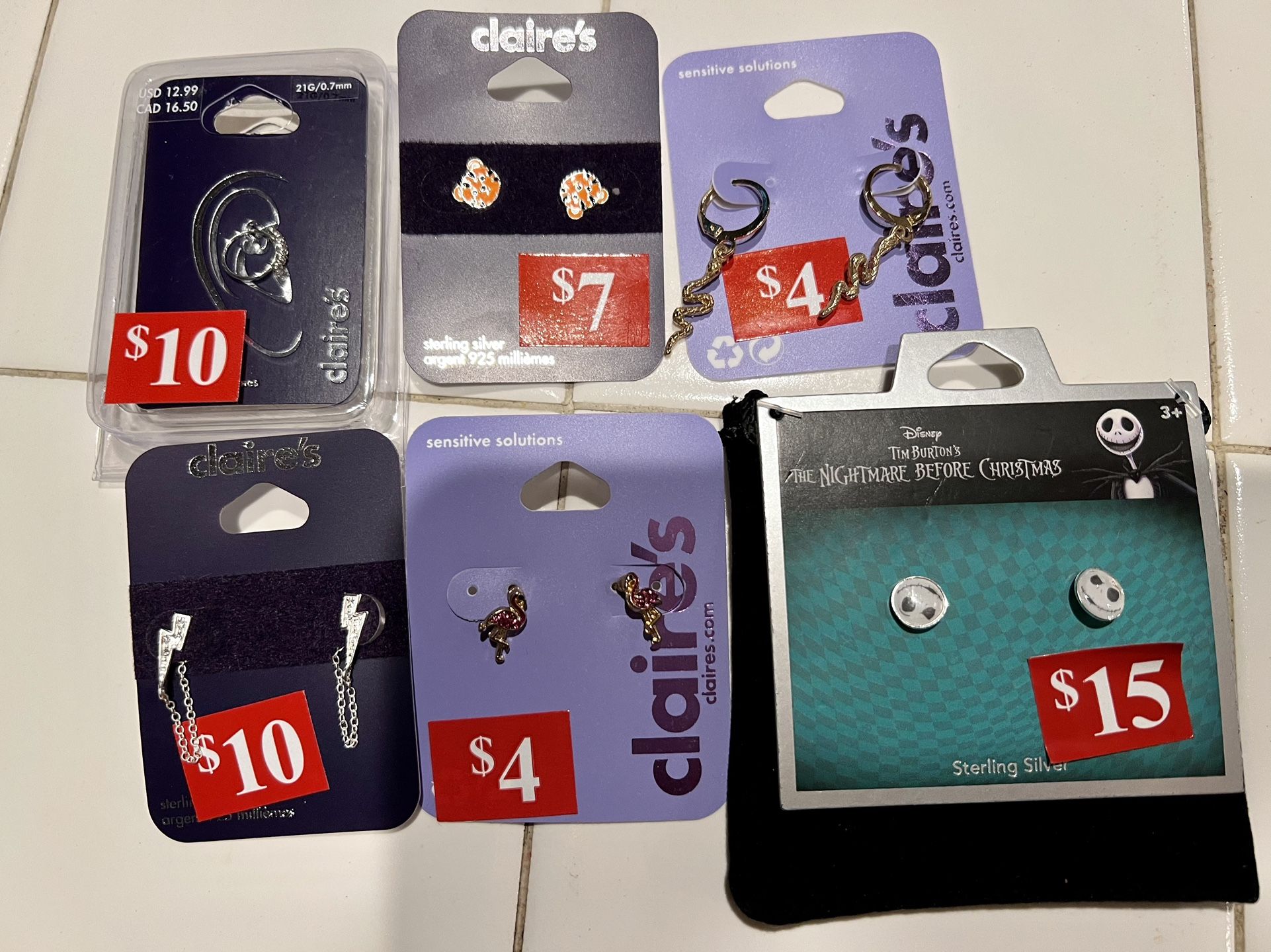 Claire’s Mixed Sterling Silver & Costume Earrings