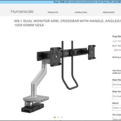 Humanscale M8.1 Dual Monitor Arm Support 