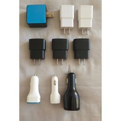 Assorted USB Wall & Car Charger Adapter, 9 Piece Set
