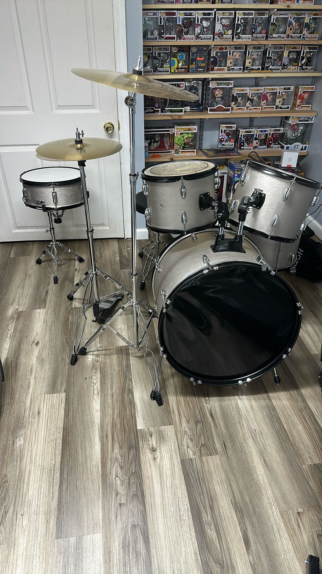 5-Piece Complete Full Size Pro Adult Drum Set Kit with Genuine Remo Heads