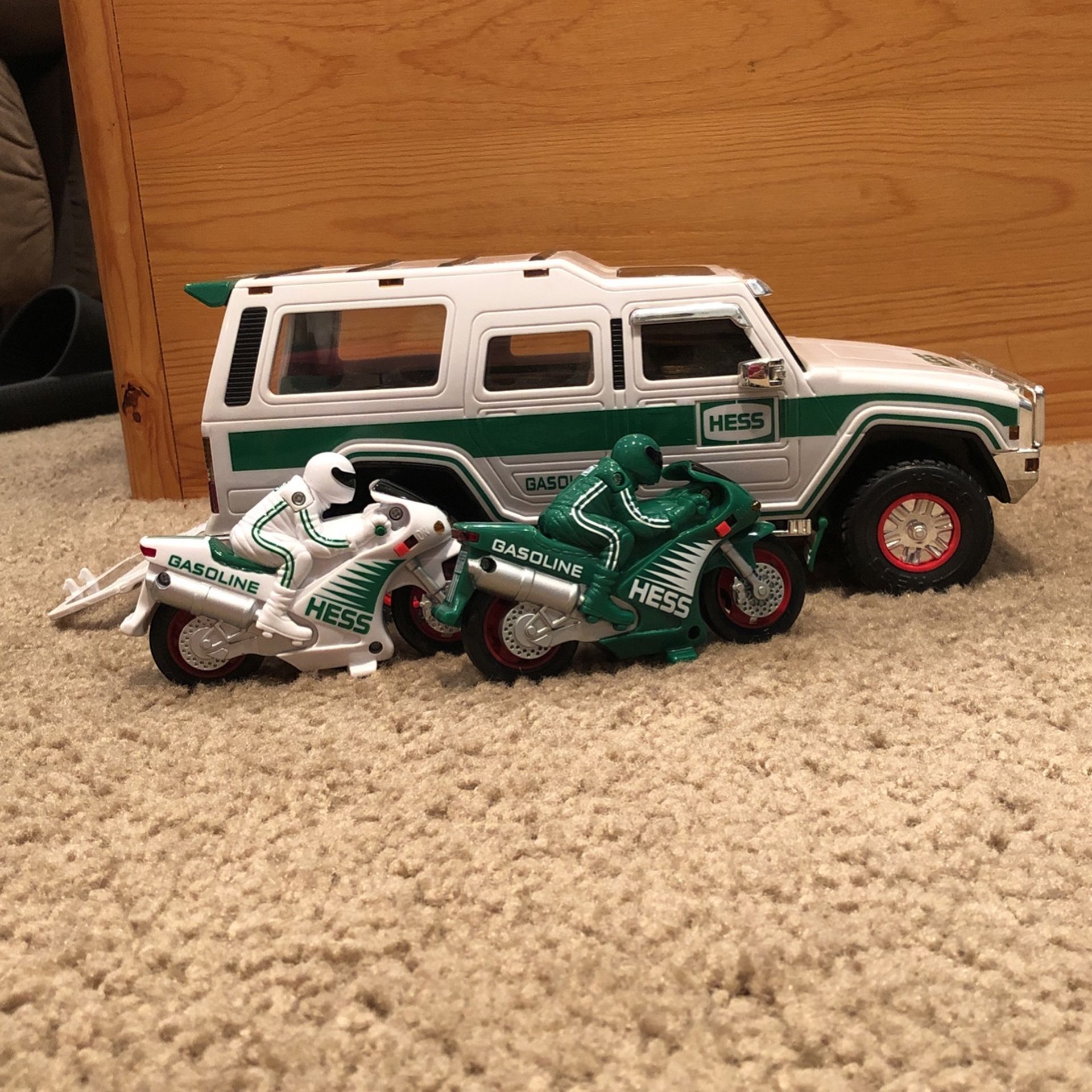 Hess Sport Utility Vehicle And Motorcycle Toy (2004) And Police Car (1993)