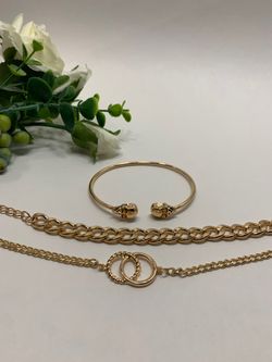 Punk Hyperbole Style Cuban Chain Cuff Alloy 3pcs/set Skull Bracelet for Women