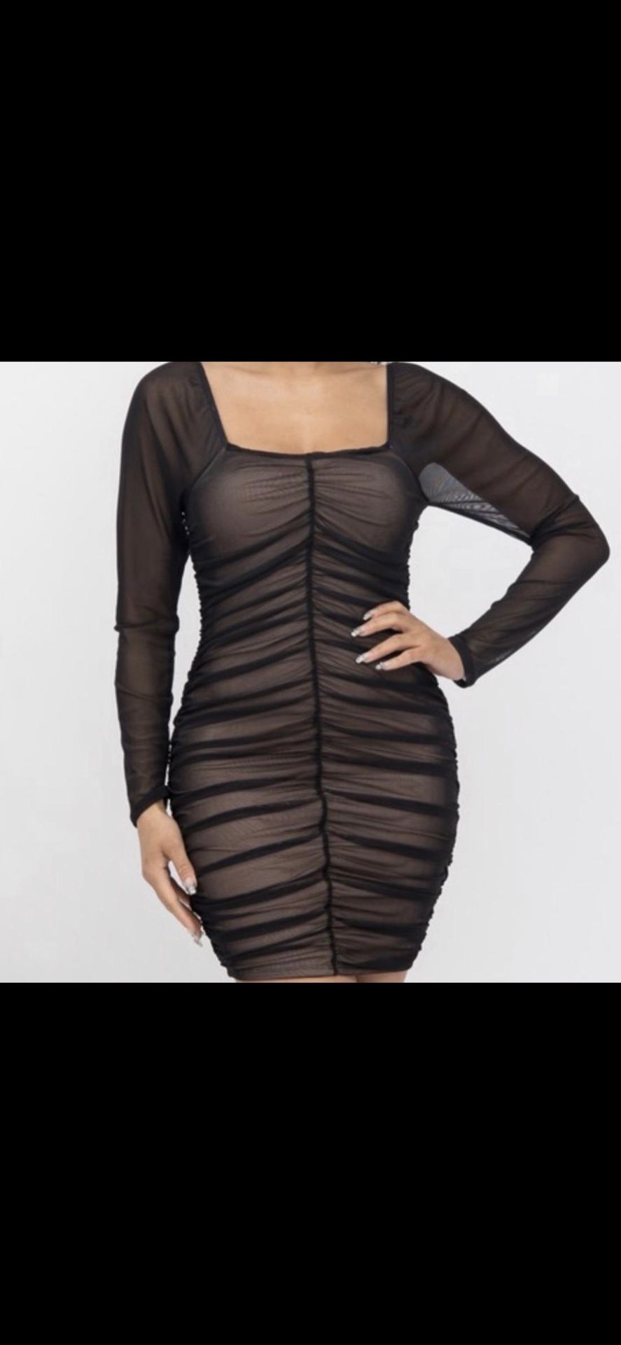 Black Rushed Dress