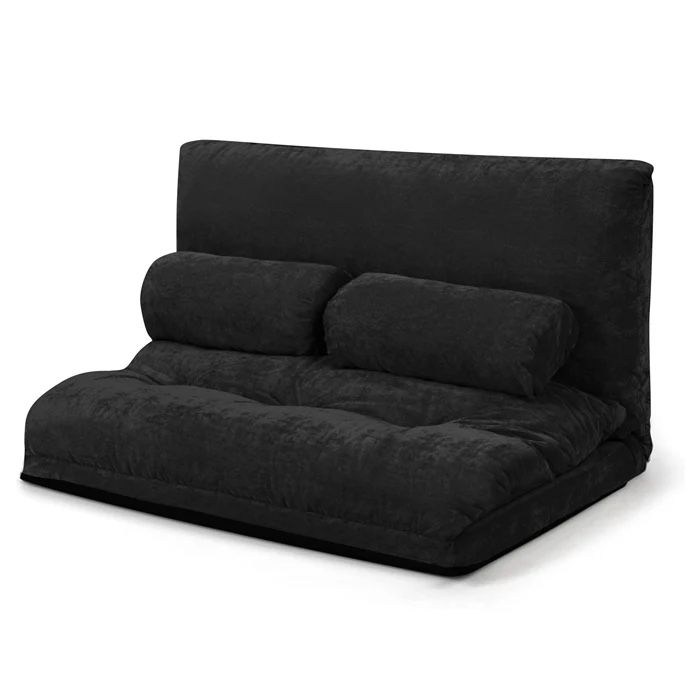 Adjustable Floor Sofa Couch with 2 Pillows, Multi-Functional 6-Position Foldable Lazy Sofa Sleeper