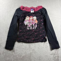 Vintage Lil Bratz Doll Girls Size 10/12 Black Long Sleeve Lace Y2K Rare #2B