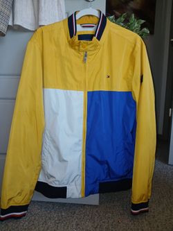 Tommy Hilfiger Yellow-Blue Bomber Jacket, Size L