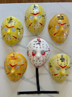 6 Ari Lehman Autographed Friday The 13th Jason Vorhees Masks (BAS Cert.)