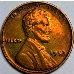 1952 USA America Uncirculated Lincoln Wheat Penny Coin