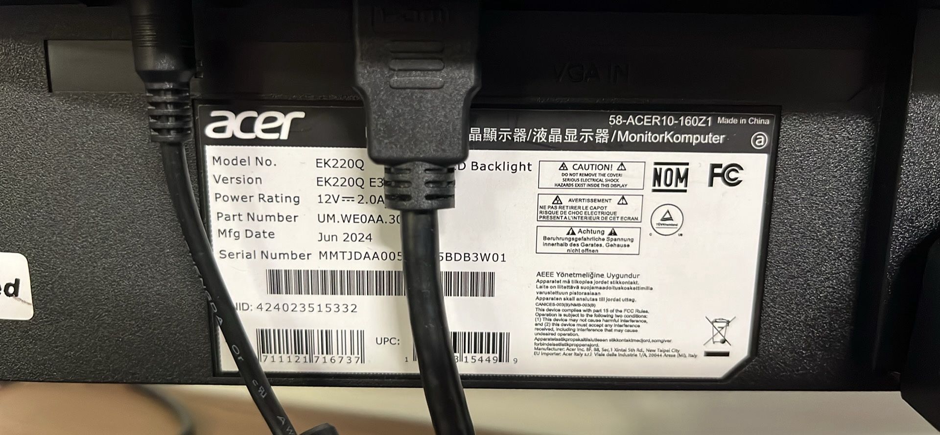 100hz Gaming monitor-Acer - EK220Q