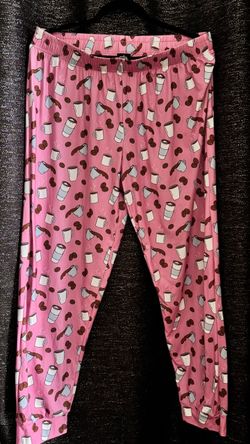 Pink Coffee Print Pajama Pants