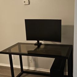 Table With Tempered Glass Top Black 