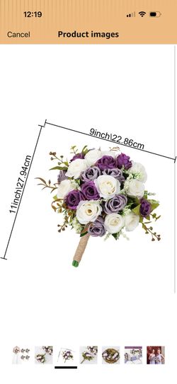 Set of 4 Bridesmaid Bouquets for Wedding - 7 Inch Artificial Ivory Flower Bouquet for Party Ceremony Anniversary Dinning Table Centerpieces Decor - Du