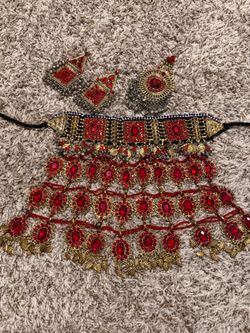 Afghani red jewelry full set