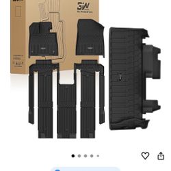 3W Floor Mats & Cargo Liner Fit Toyota Sienna 2024-2026 (Only for Platinum Version with Refrigerator) TPE Custom Fit Floor Liner and Trunk Mat for Sie