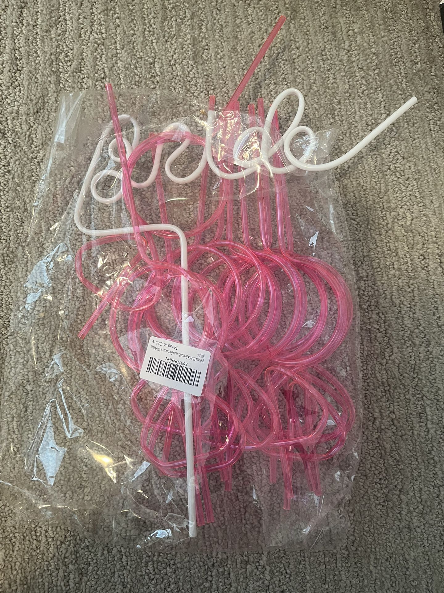 Pink Bachelorette Bride Straws
