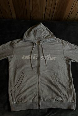Grey Hellstar rhinestone hoodie