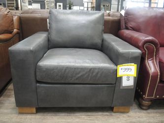 Juno Gray Leather Track-Arm Chair