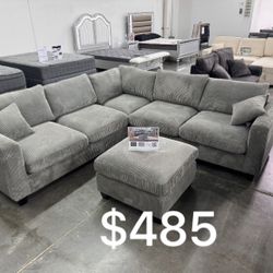 ✅$485 4-pc Sectional Sofa With Ottoman 
