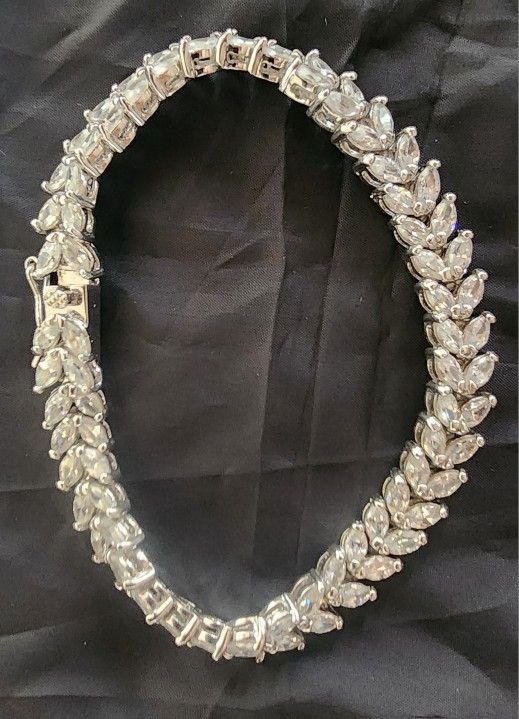 Marquise Cut Tennis Bracelet Sterling Silver 925