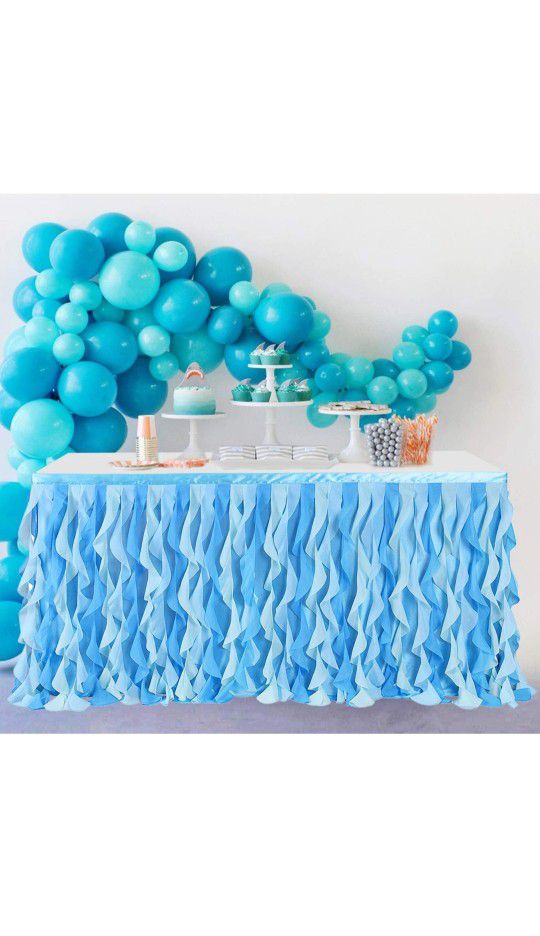 Table Skirt - Ocean Blue Tulle $10 And Other bday Decor
