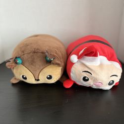 Moosh Moosh Santa And Reindeer Plushie Pillow