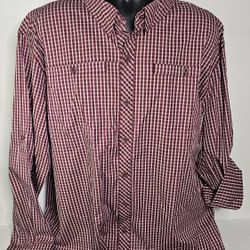 Reel Legends Performance Outfitters Red Plaid Fishing Shirt Mens 2XL 
