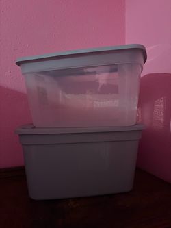 Plastic Storage Bins with Lids – Set of 2
