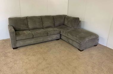 Gray Microfiber Sectional Sofa