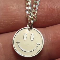 .999 Fine SILVER Happy Face Pendant 