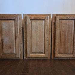 New/unused Solid Oak Raised Panel Recessed Bathroom Cabinet