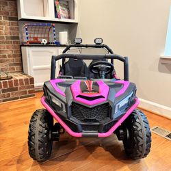 24V 2-Seater Kids Ride-On Car – Off-Road UTV (Pink & Black)