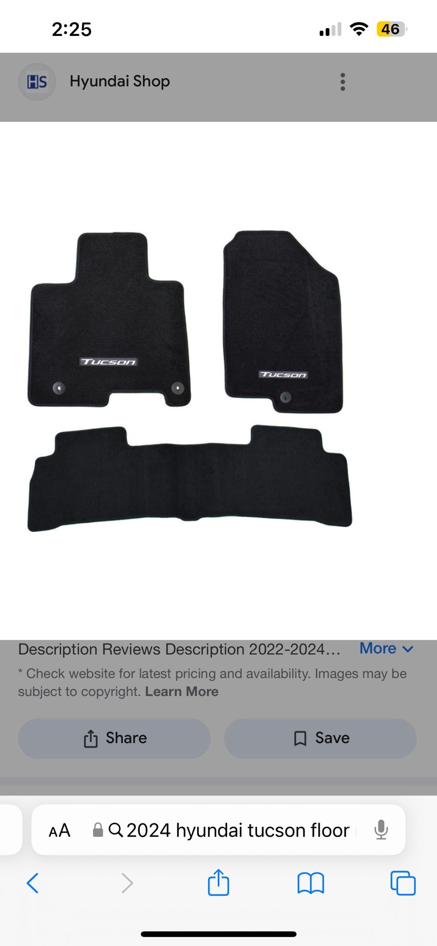 2024 Hyundai Tucson Floor Mats