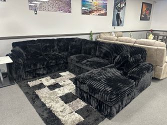 Black Sofa Sectional w/ Sleeper