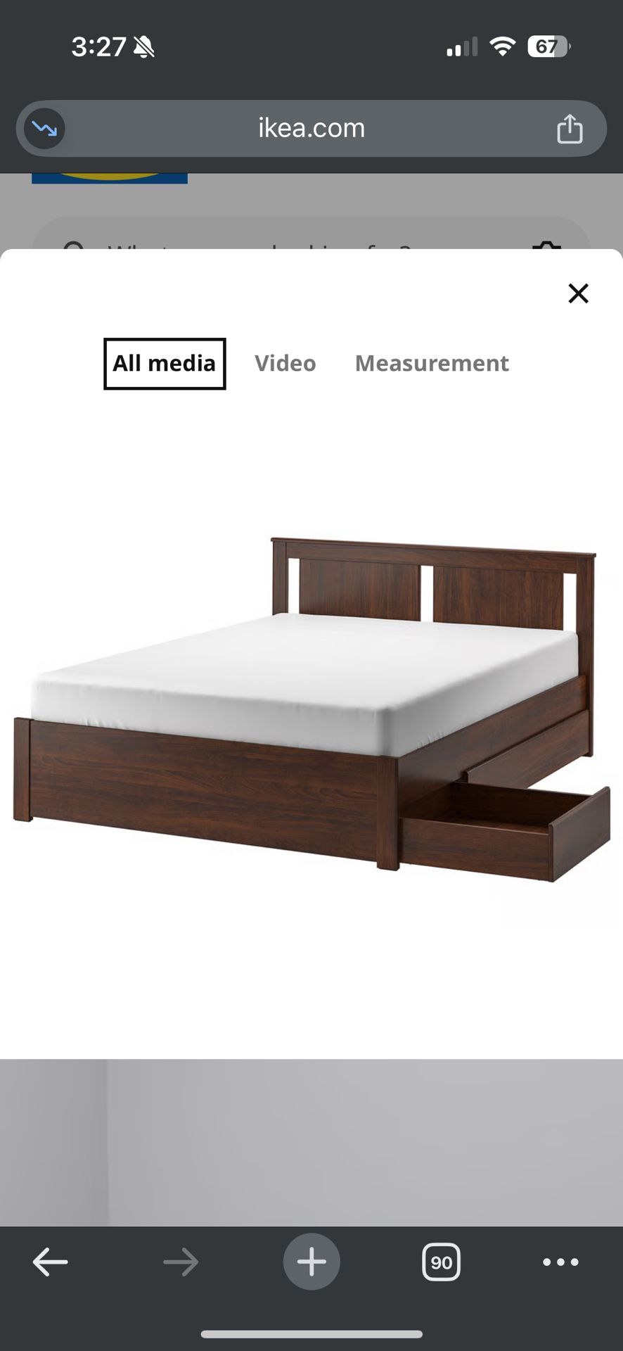 Queen bed frame with 4 storage boxes.  2 nightstand tables  One big dresser