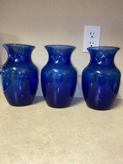 Spiral Cobalt Blue Glass Vases