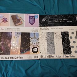 Set of 2 Craft 12" x 12" Paper Pads Scrapbook Tarot Moon Star Mystic