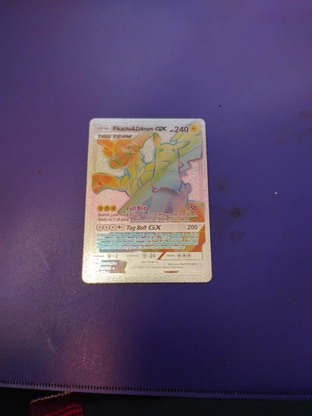 Pikachu & Zekrom Gx Silver Foil Collectors Card