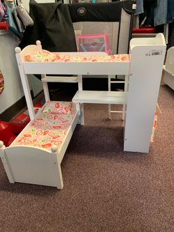 Kidkraft white bunk beds with desk and closet