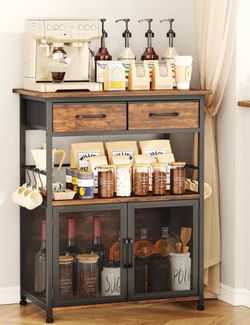 Coffee bar cabinet with storage