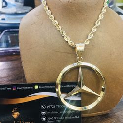 10KT Solid Rope Chain + 10KT Gold Charm 