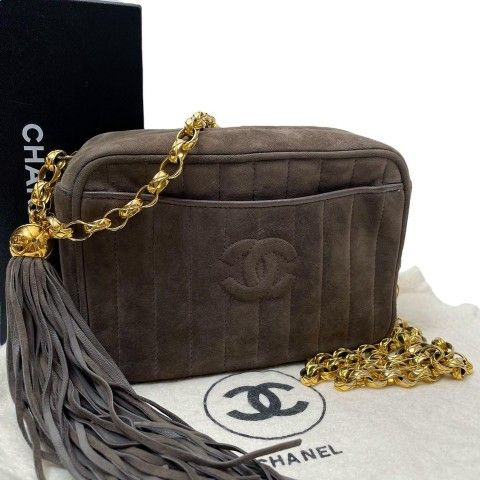 ππ‘ππ§ππ₯ Mademoiselle Suede Leather Shoulder Chacoal Brown Bag w Storage bag