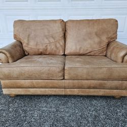 Leather Creations High Quality Top Grain Brown Leather Loveseat Sofa Couch