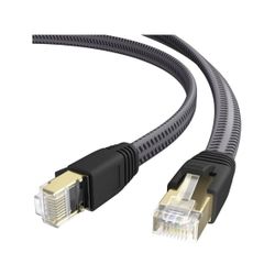 Cat 8 Ethernet Cable 100 ft, Nylon Braided High Speed Heavy Duty Cat8 Network...