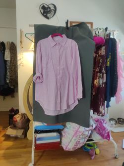 Pink & White Striped Shirt For Women.