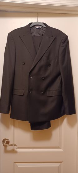 Men's Lineage Double Breasted Black Suit 42L/34x32